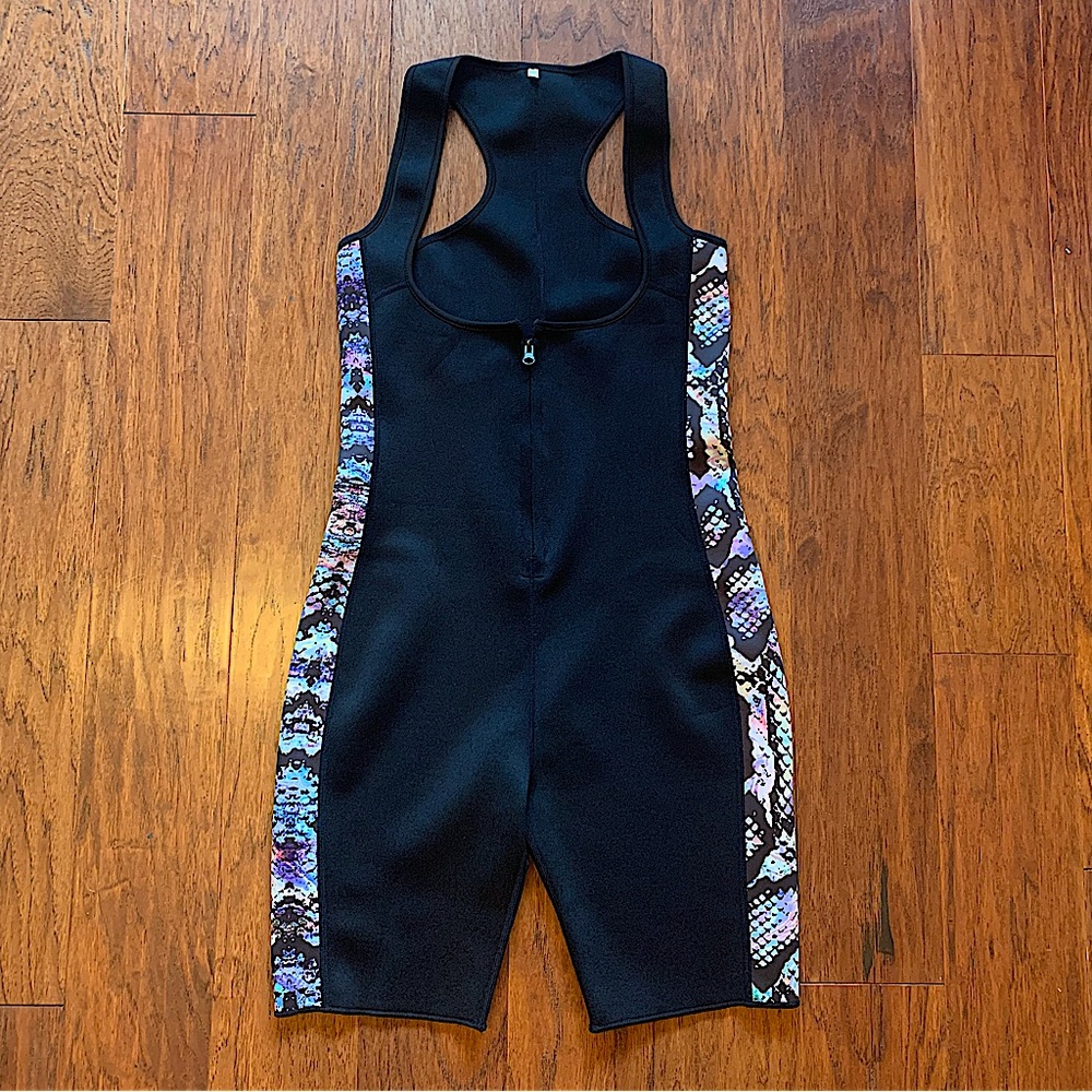 Sauna Suit Waist Trainer Black Rainbow Snake Print | Size M | NWOT - Picture 8 of 9